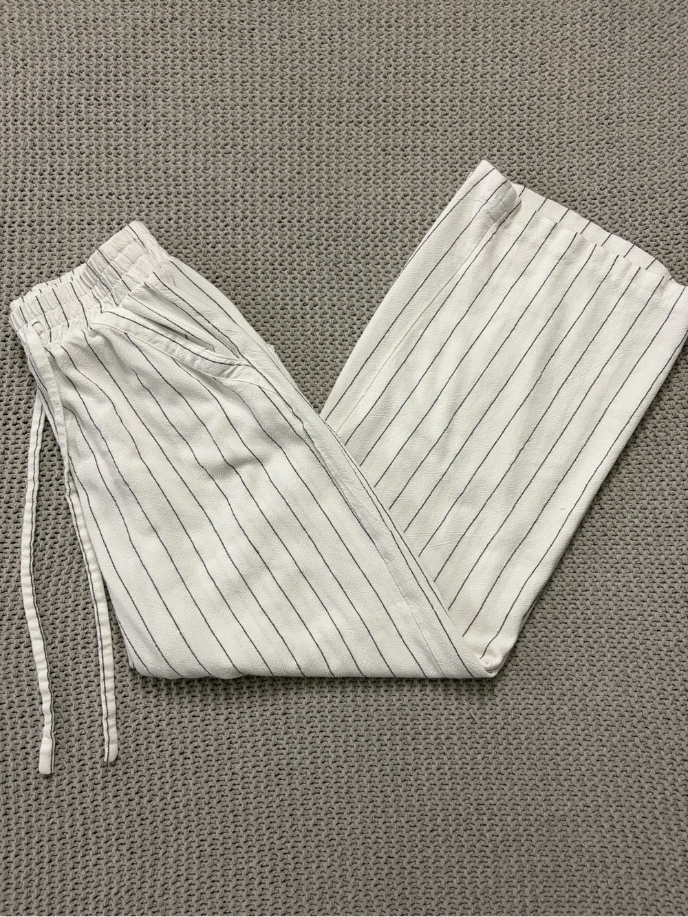 Sienna Sky White Wide-Leg Pinstripe Pants
